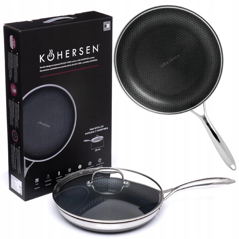 KOHERSEN Patelnia z pokrywką Black Cube 28cm