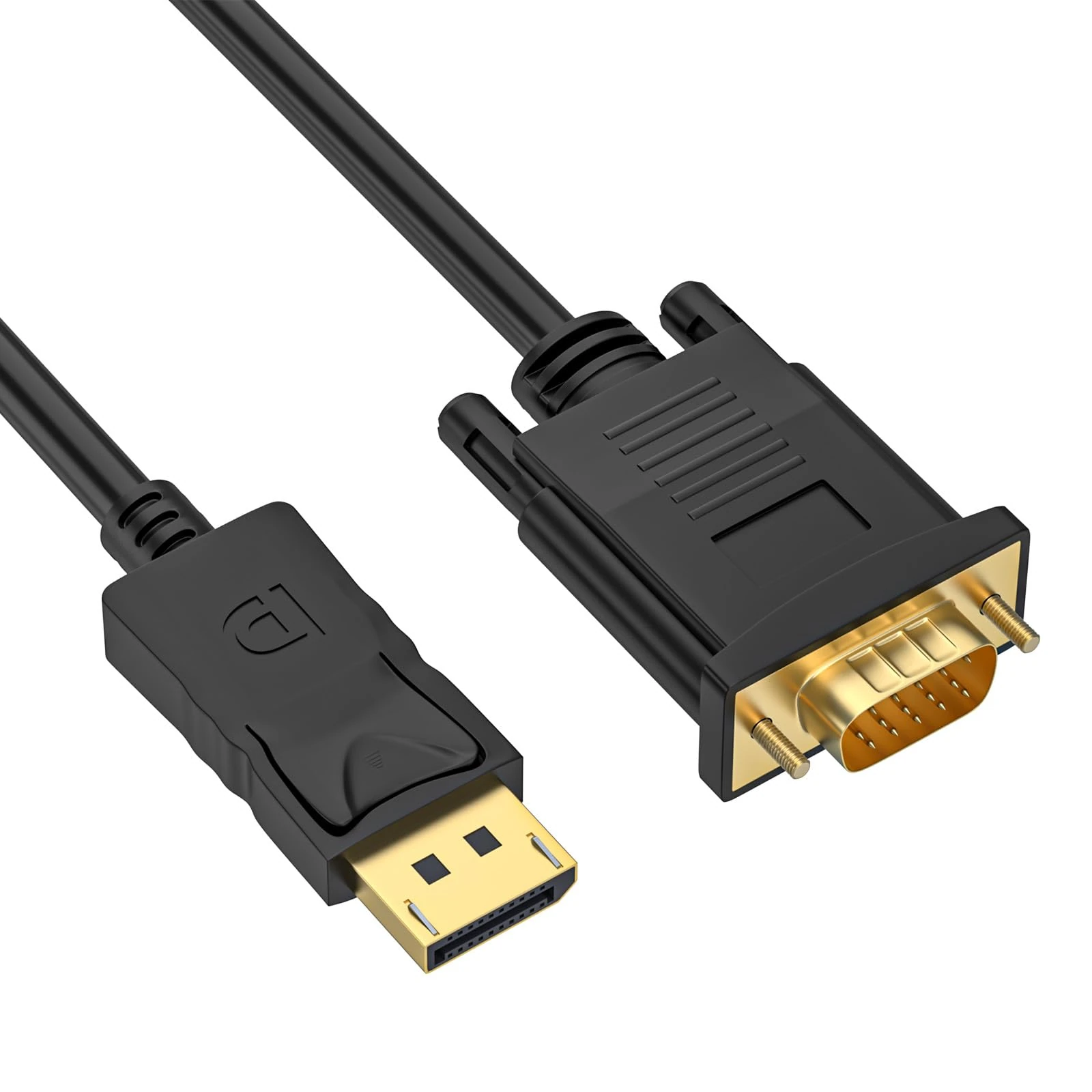 Omivine DisplayPort to VGA Cable 1,8M, 1080P Gold-Plated DP Port Male to Male, VGA to DisplayPort Cable Compatible with Laptop, PC, Desktop, Monitor, Projector