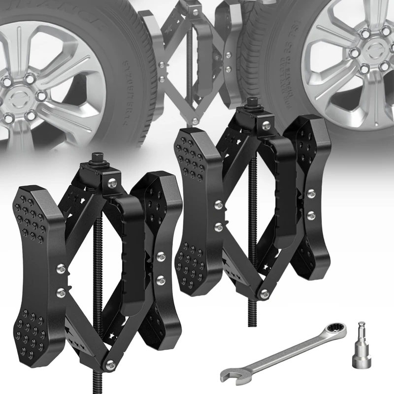 Rvdeaa X-Shaped Wheel Chocks for Travel TrailerAllow Drill Adjust RV Stabilizers X chocks Camper Wheel Chock for Travel Trailers RV Accessories Wrench Adjustable 3.5"-10.5" （2 Pack） Black