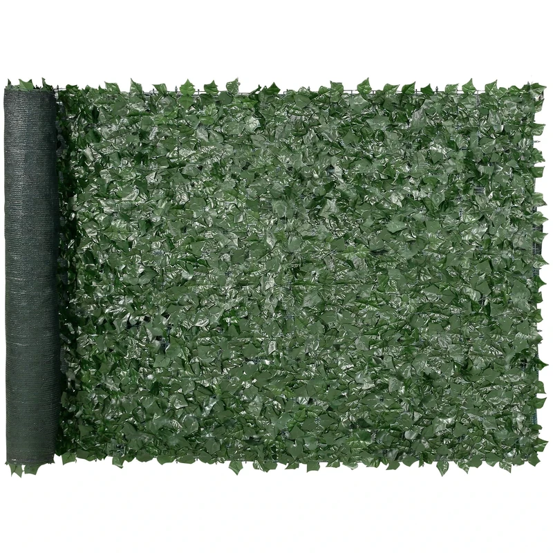 VEVOR JNF007 Privacy 1.5 x 3m Artificial Wall Screen, Greenery Ivy Fence with Mesh Cloth Backing and Strengthened Joint, Faux Hedges Vine Leaf Decoration for Outdoor Garden, Yard, Balcony, Dark Green