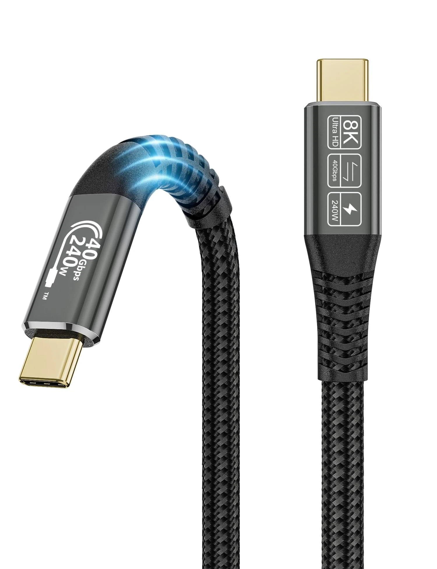 CAKOBLE USB 4 Cable - Thunderbolt 4, USB C 3.2, 40Gbps, 8K@60Hz, 240W, 48V/5A, 1M for iPhone 15/Pro/Pro Max, MacBook Pro, iPad Pro, USB C Display