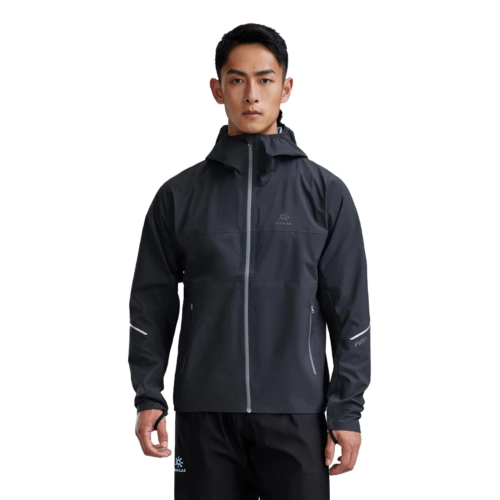 KAILAS Men's Running Jacket Lightweight Windrunner Hooded Track Jacket Packable Outdoor Windproof Rain Shell Athletic, Dark Cement Gray, M