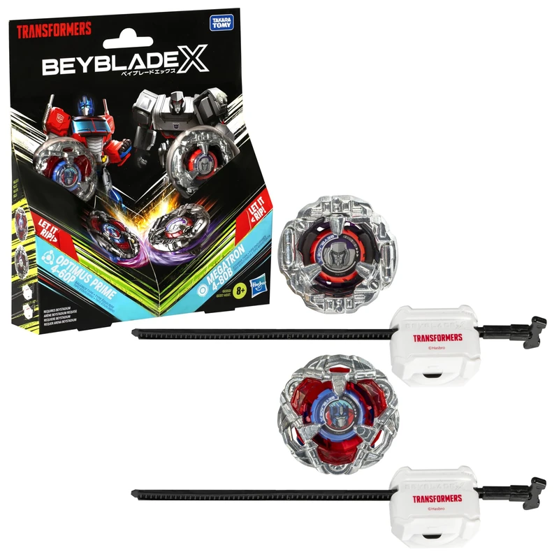 Beyblade X Transformers Collab Multipack, Optimus Prime 4-60P vs. Megatron 4-80B, Spinning Tops & Launchers Toys for 8+ Year Old Kids, Epic Autobots vs. Decepticons Battle