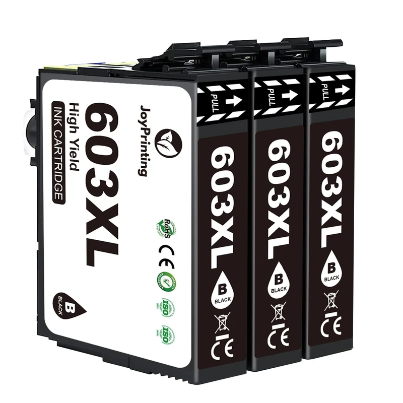 JoyPrinting 603XL Black Ink Cartridges Replacement for Epson 603 Ink Cartridges for Epson Expression Home XP-2100 XP-2105 XP-3100 XP-3105 XP-4100 XP-4105, Workforce WF-2810 WF-2830 WF-2835 (3 Black)