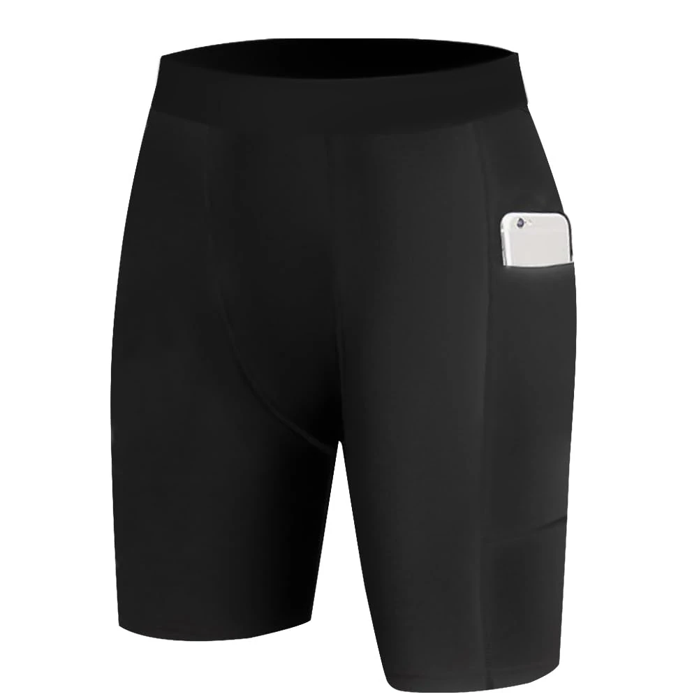 AUYAO Mens Compression Shorts, Mens Compression Base Layer Shorts with Phone Pockets, Mens Tight Dry Sports Shorts, Sports Undershorts Running Base Layer Shorts for Workout Cycling Gym Running