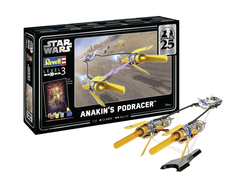 Revell Gift Set 05639 Anakin's Podracer: Star Wars EP1 25th Anniversary 1:31 Scale Unbuilt Plastic Model Kit with Accessories