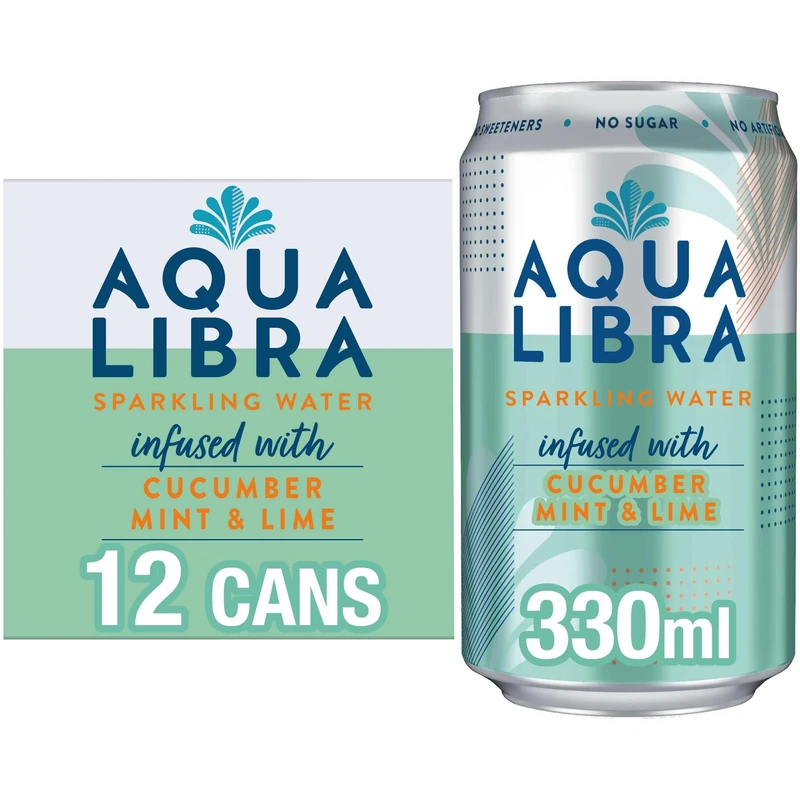AQUA LIBRA Cucumber, Mint & Lime 330ML, Pack of 12