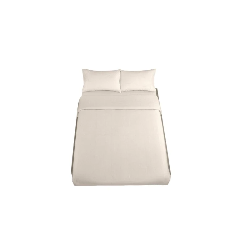 Alexandra House Living QUTUN Natural Duvet Cover Set for 135/140 Bed 3 Pieces - Image 1