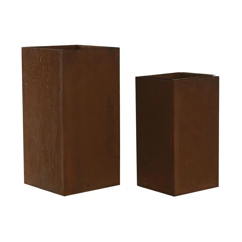 Home ESPRIT Set of Metal Planters 25 x 25 x 50 cm (2 Units)