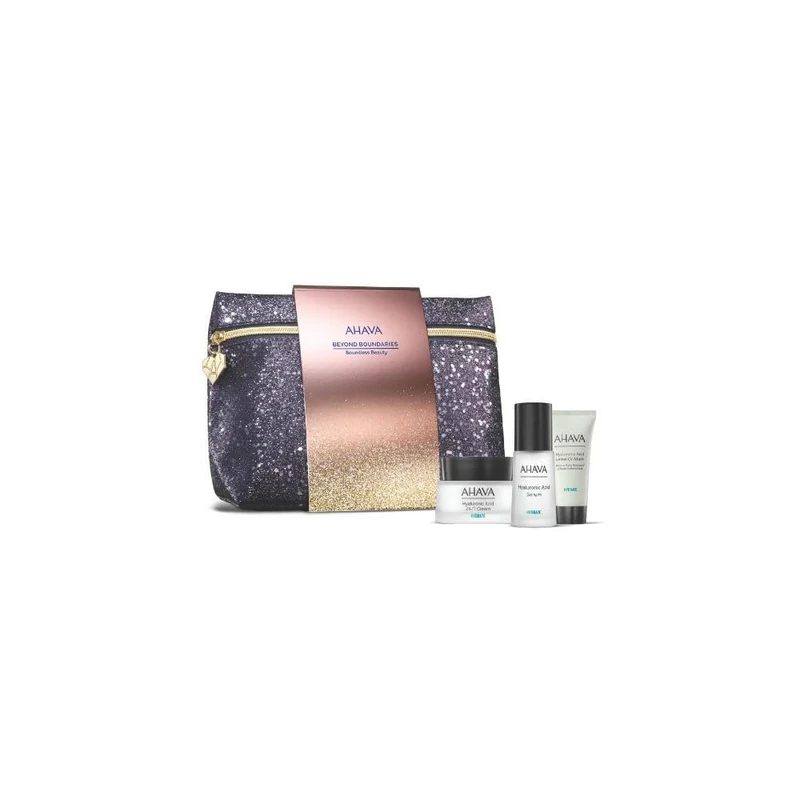 AHAVA Boundless Beauty Gift Set – Includes Hyaluronic Acid Serum (30ml), Hyaluronic Acid Leave-On Mask (15ml), Hyaluronic Acid 24/7 Cream (50ml), and a Sample of Crystal Osmoter X6 Serum