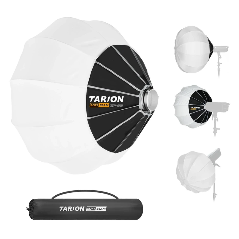 TARION Lantern Softbox with One-Step Setup - 26in/65cm Quick Release Ball Soft Box with Bowens Mount Speedring 360° Light Diffuser Easy Foldable Globe Softbox for Light Photography SP-65 SOFTBEAM