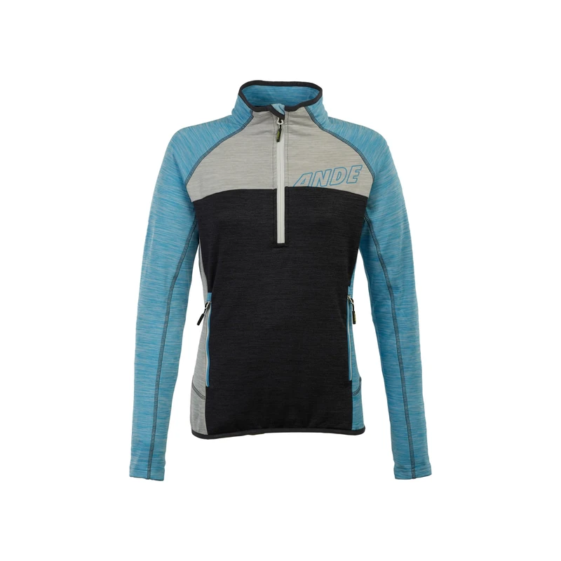 Ande W32002-U580 QUALIDO LADY HALF ZIP Sweatshirt Women's ANTRACITE/BLU ATOLLO Size XS