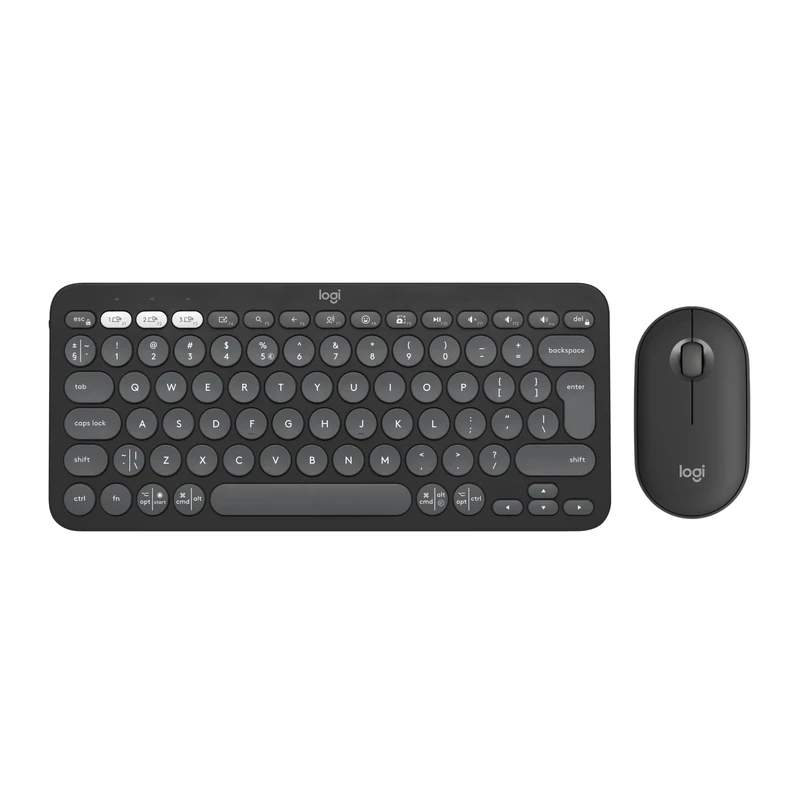 Logitech Pebble 2 Combo Wireless Keyboard and Mouse, Quiet and Portable, Customisable, Logi Bolt, Bluetooth, Easy-Switch for Windows, macOS, iPadOS, Chrome - Graphite - QWERTY