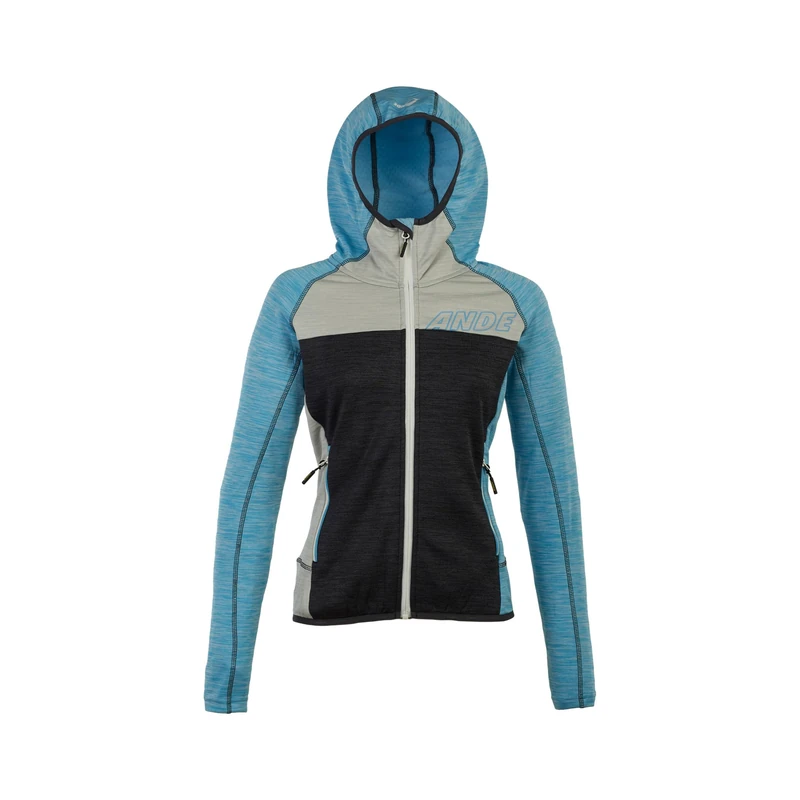 Ande W31049-U580 QUALIDO LADY FULL ZIP Sweatshirt Women's ANTRACITE/BLU ATOLLO Size S