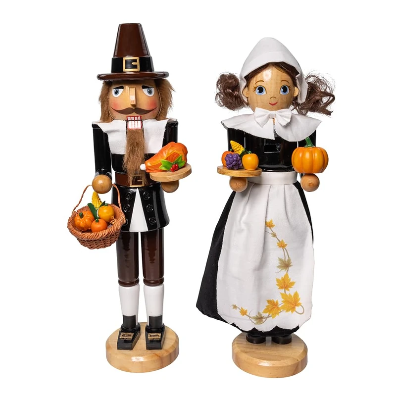 Kurt Adler 15 Inch Pilgrim Man & Woman Nutcracker 2 Piece Set