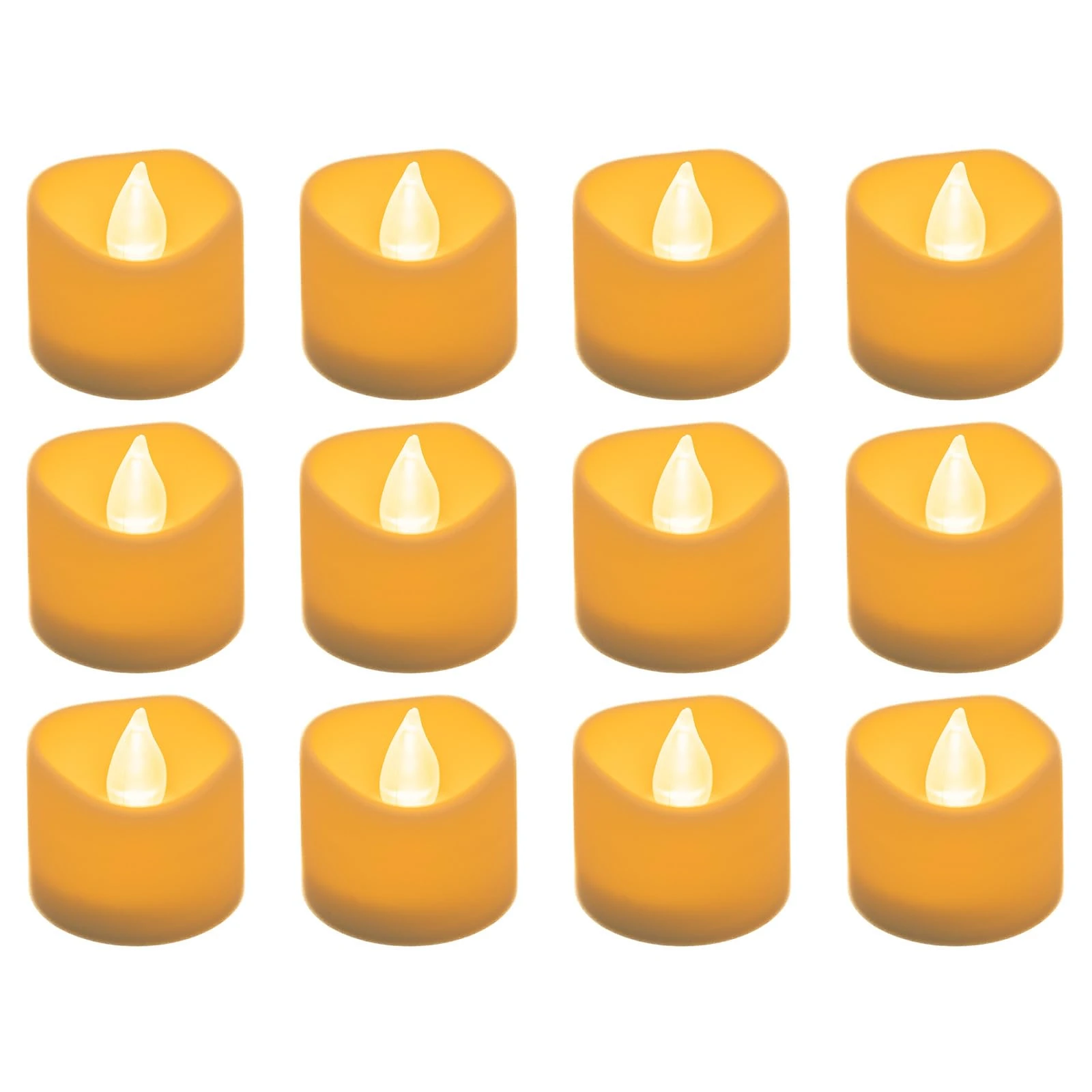 WUNDERHAUS 12 x Battery Tea Lights, Realistic LED Candles with Flickering Effect, Warm White, Ideal Halloween, Christmas & Wedding Decorations, Safe & Flameless, Battery Operated (Included) Pack of 12