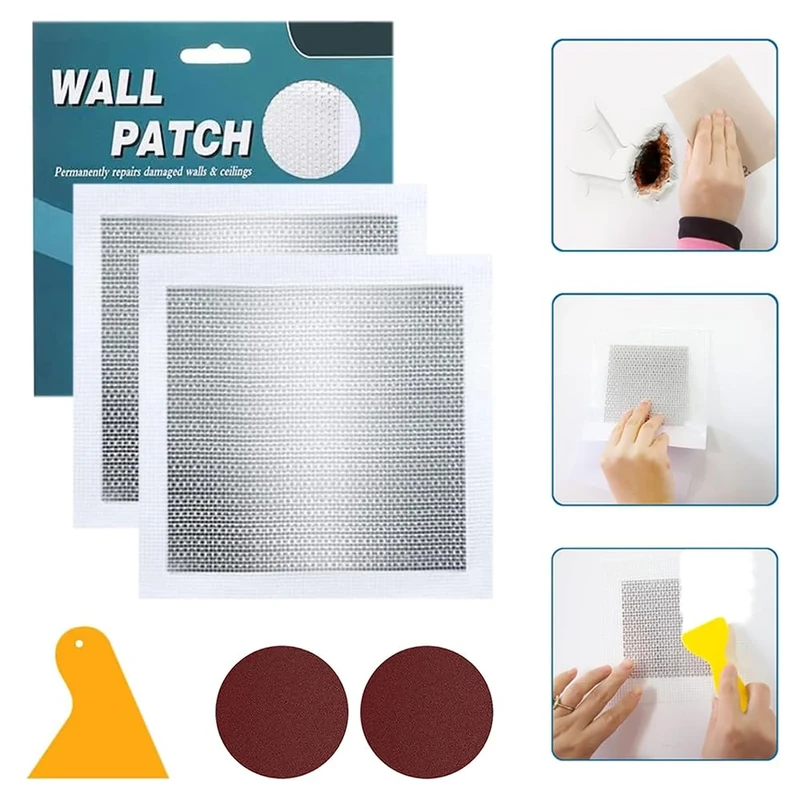 medaheky 8'' By 8'' Drywall Hole Repair Patch 2PCS Wall Repair Patches Self Adhesive Plasterboard Patch Aluminum Drywall Repair Kit for Repairing Holes Cracks Ceilings Filler