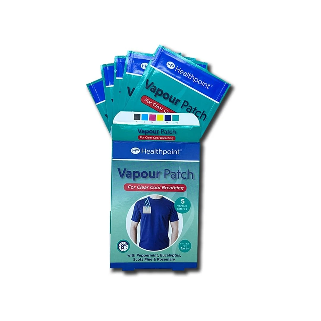 Healthpoint Vapour Patches, for Clearer Cooler Breathing, Soothing Peppermint, Eucalyptus, Scots Pine, Rosemary and Lemon Oil, Helps Sleep, Slow Release That Lasts Up to 8 Hours, Pack of 5