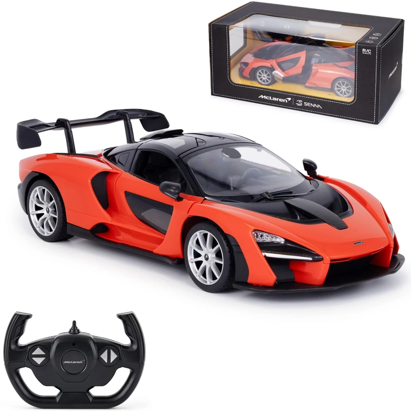 CMJ RC Cars McLaren Senna Remote Control Car 1:14 Scale – Orange, with Manual Butterfly Doors, Working Lights, and Full Suspension
