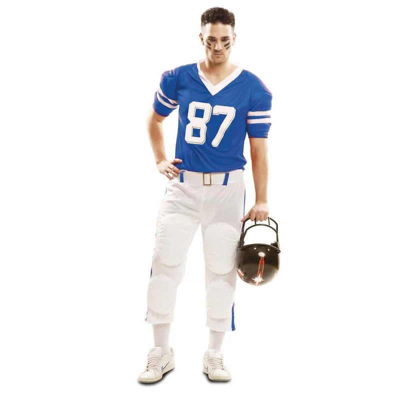 Viving Rugby Player Costume - Blue T-Shirt, Belt and Trousers - Image 1