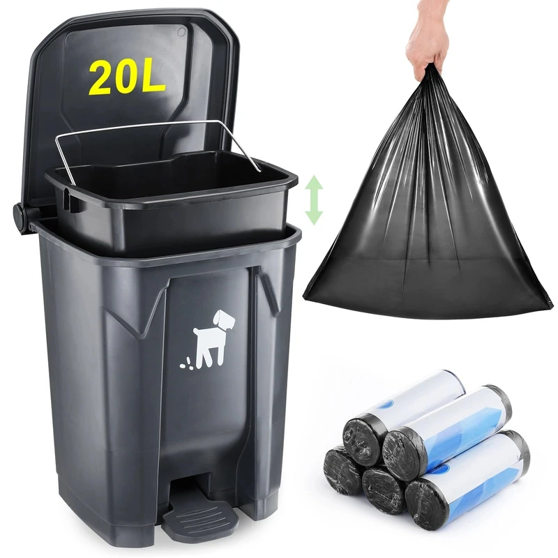 Pet Waste Container - 20L Outdoor Dog Poop Trash Bin with Removable Inner Bin, 150 Waste Bags for Small/Large Dog Families - Image 1