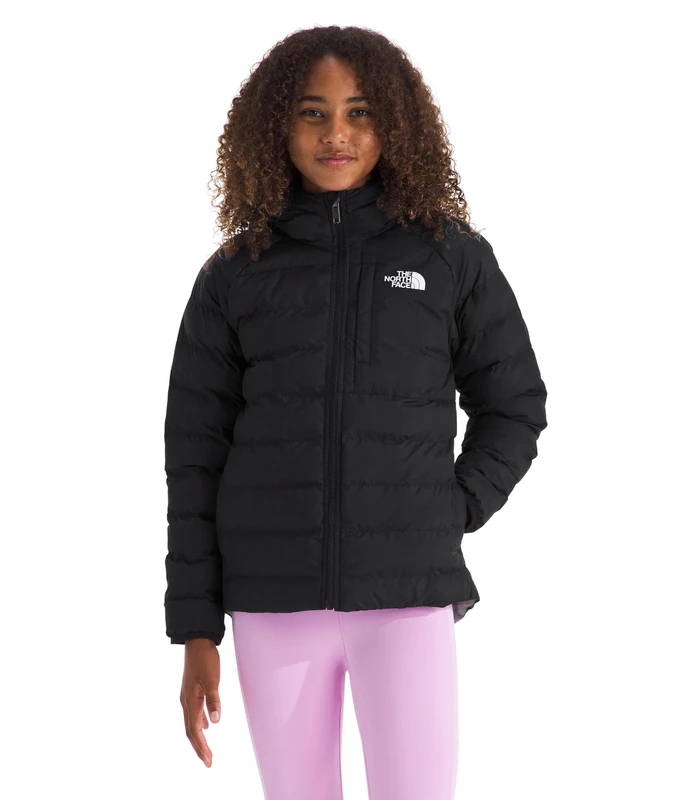The North Face Girls Reversible Perrito Hooded Jacket, Tnf Black/Smoked Pearl, 12 Years