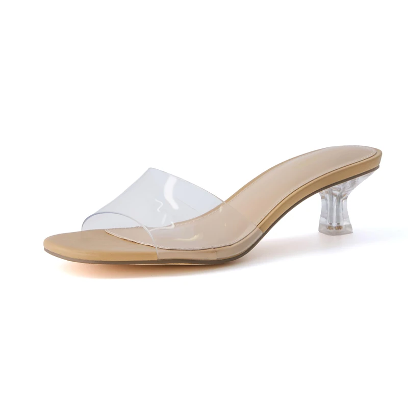 CUSHIONAIRE Women's Doral Lucite Kitten heel mule sandals +Memory Foam, Wide Widths Available, Clear, 7 UK Wide - Image 1