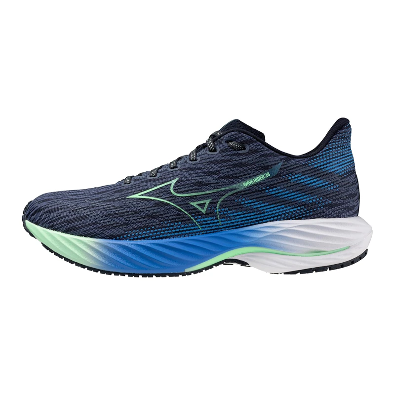 Mizuno Men's Wave Rider 28 Running Shoe, Vintage Indigo-neo Mint, 9.5