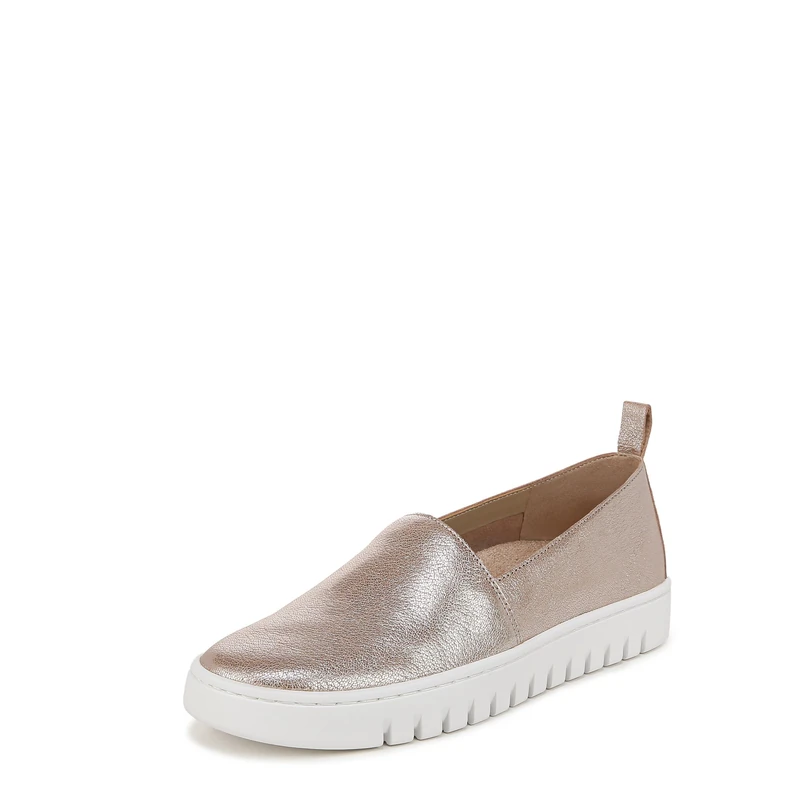 Vionic Womens Uptown A-Line Slip-On Flats Wide Fit UK 9, Champagne Leather