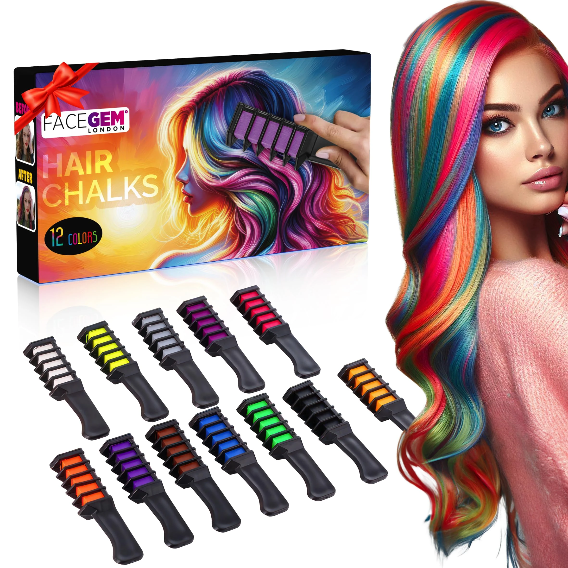 12 PCS Ultra Hair Chalk Comb, Temporary Bright Hair Color for Girls Women Gifts for Halloween Makeup Birthday Washable, Hair Chalk for Girls, birthday gifts for girls,
