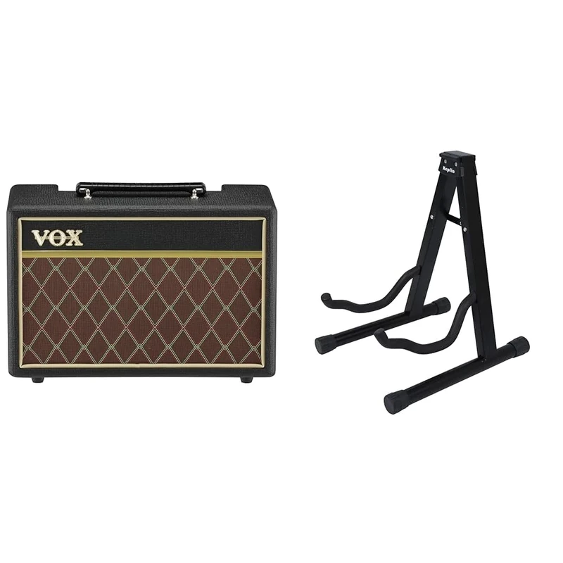 Vox - Pathfinder 10-10W Electric Guitar Combo Amplifier & KEPLIN Guitar Stand A Frame Foldable Universal Fits All Guitars Acoustic Electric Bass Stand A (Guitar Stand)