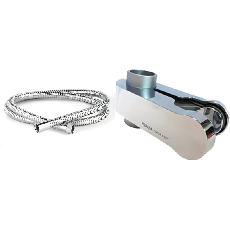 Aqualisa 164516 Shower Hose, 1.5m, Chrome-Plated Stainless Steel, 1.69 in*12.63 in*8.3 in, Silver & Pinch Grip Sliding handset Holder - 25mm - Satin Chrome