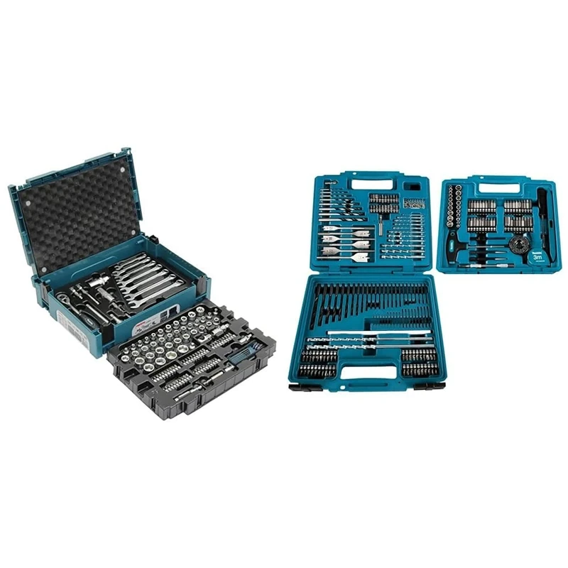 Makita E-08713 120 Piece Maintenance Set Supplied in a Makpac Case & E-06270 212 Piece Drill and Screwbit Set