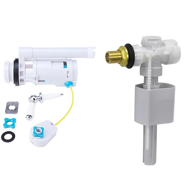 VeeBath Pro Lever Operated Dual Flush Valve Overflow 2 Piece Toilet Cistern WRAS Approved & Pro Side Entry Inlet Valve 1/2" Brass WRAS Approved Patented Design