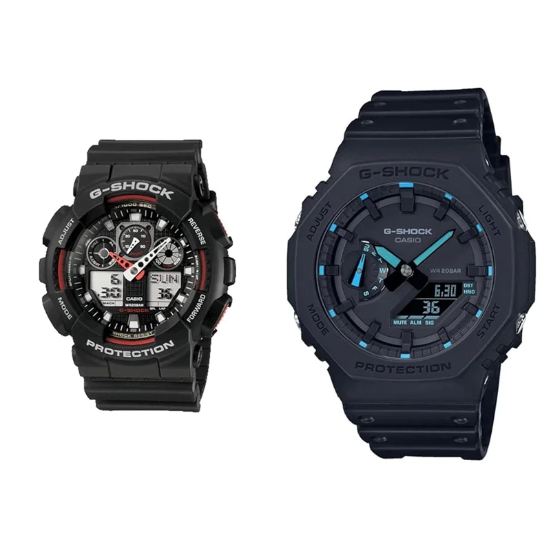 Casio G-Shock Men's Watch GA-100-1A4ER & Men's Analogue-Digital Quartz Watch with Plastic Strap GA-2100-1A2ER