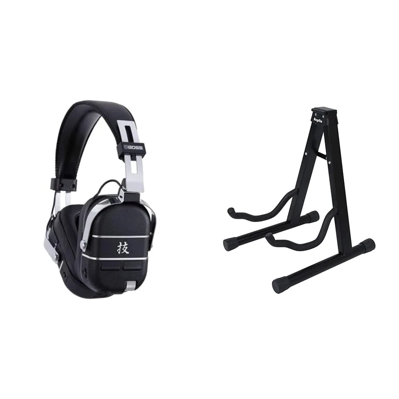 BOSS Waza-Air Wireless Personal Guitar Amplification System & KEPLIN Guitar Stand A Frame Foldable Universal Fits All Guitars Acoustic Electric Bass Stand A (Guitar Stand)