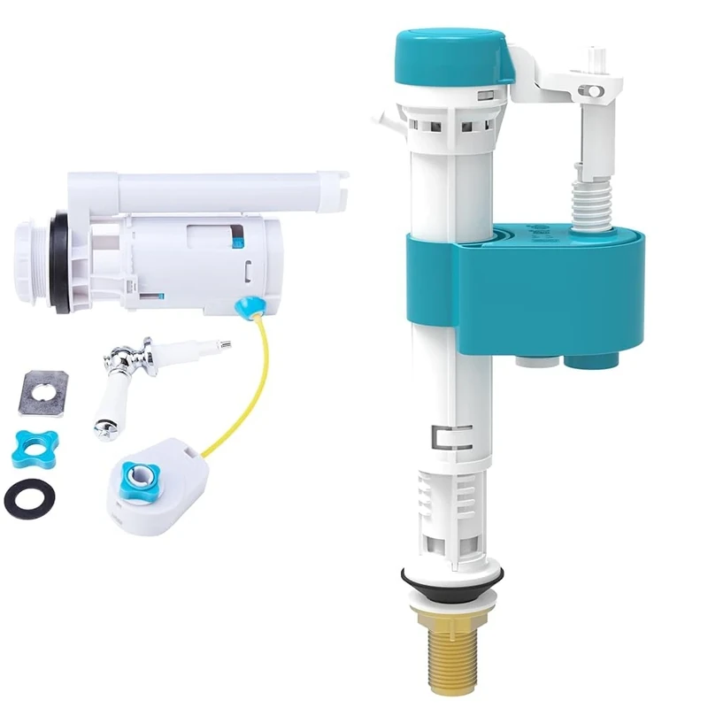VeeBath Pro Lever Operated Dual Flush Valve Overflow 2 Piece Toilet Cistern WRAS Approved & Pro Bottom Entry Float Flush Cistern Valve Fill Valve 1/2" Brass Inlet