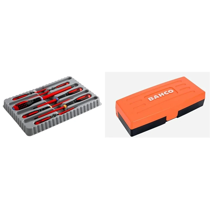 Bahco 9888S BE-9888s VDE Ergo Slot/Pozi Screwdriver Set (7 Pieces) & Socket Set 1/4" Drive 25 Piece SL25 by BAHCO