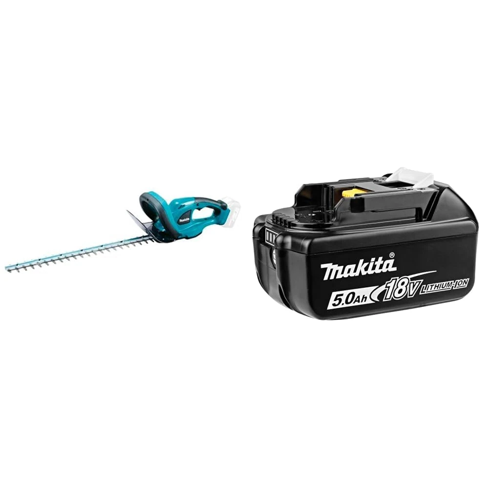 Makita DUH523Z 18V Li-Ion LXT 52cm Hedge Trimmer - Batteries and Charger Not Included & Genuine 197280-8 BL1850B 18V 5.0 Ah Li-ion Battery