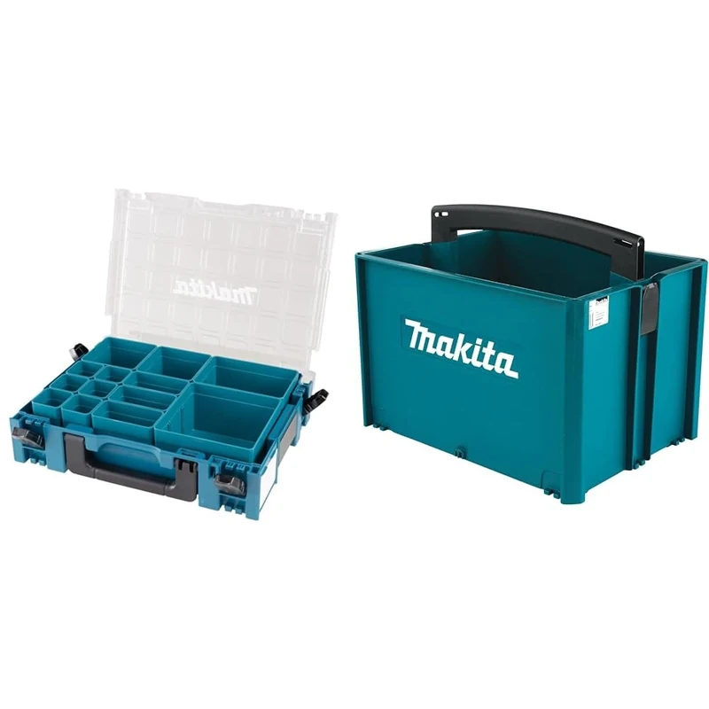 Makita 191X80-2 Clear Lid Makpac with Inserts & P-83842 Stackable Tool Box