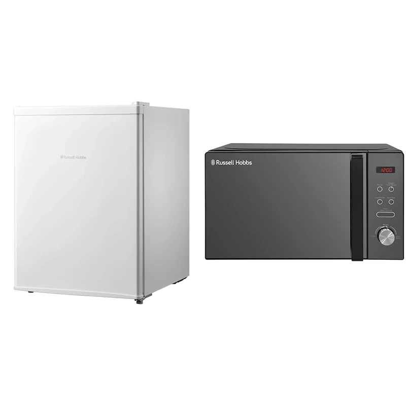 Russell Hobbs RHTTF67W 65 Litre & RHM2076B 20 Litre 800 W Black Digital Solo Microwave with 5 Power Levels, Automatic Defrost, 8 Auto Cook Menus, Clock and Timer, Easy Clean