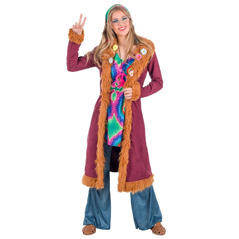Boland 84046 Adult Happy Hippie Costume, Multicoloured, XL
