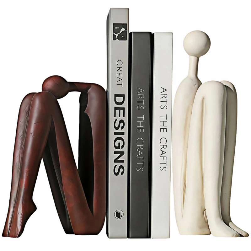 Decorative Bookends for Shelves，Bookends for Heavy Books Resinous Thinker Statue,Book Shelf Decor，Modern Creative Office Company Bookends Ornament Decorations
