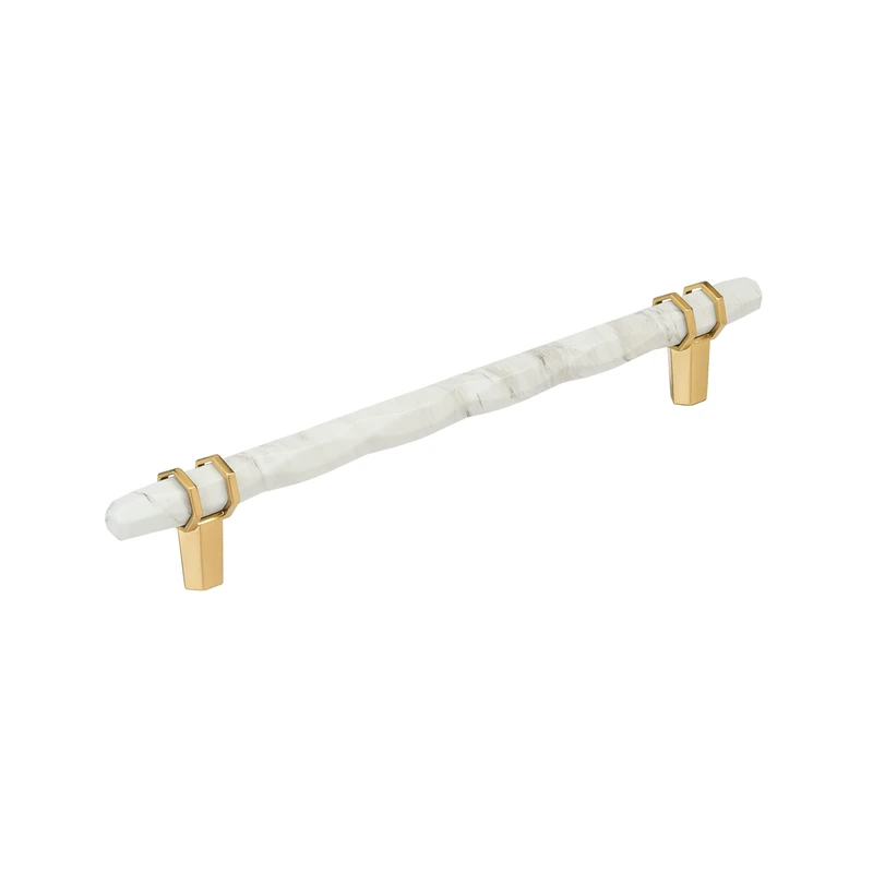 Amerock Carrione 8 inch (203mm) Center-to-Center Marble White/Champagne Bronze Cabinet Pull, BP36663MWCZ