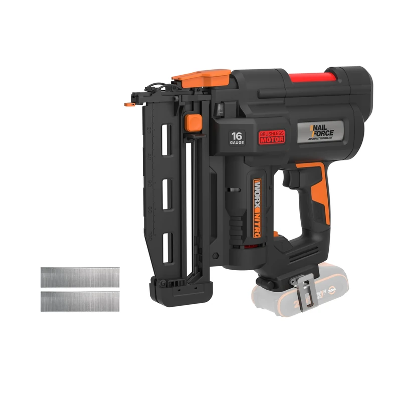 WORX WX841.9 Nitro 20V 16 Gauge Cordless Nailer | Cordless Nailer | Battery Powered Nail Gun with Tool-Free Jam Release | PowerShare - Tool Only