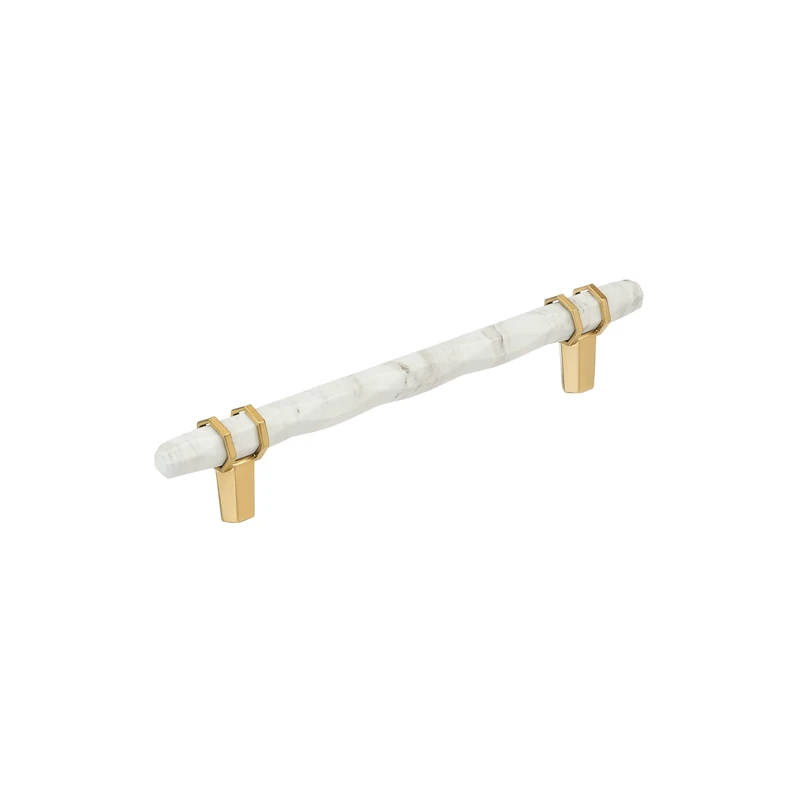 Amerock Carrione 6-5/16 inch (160mm) Center-to-Center Marble White/Champagne Bronze Cabinet Pull, BP36650MWCZ