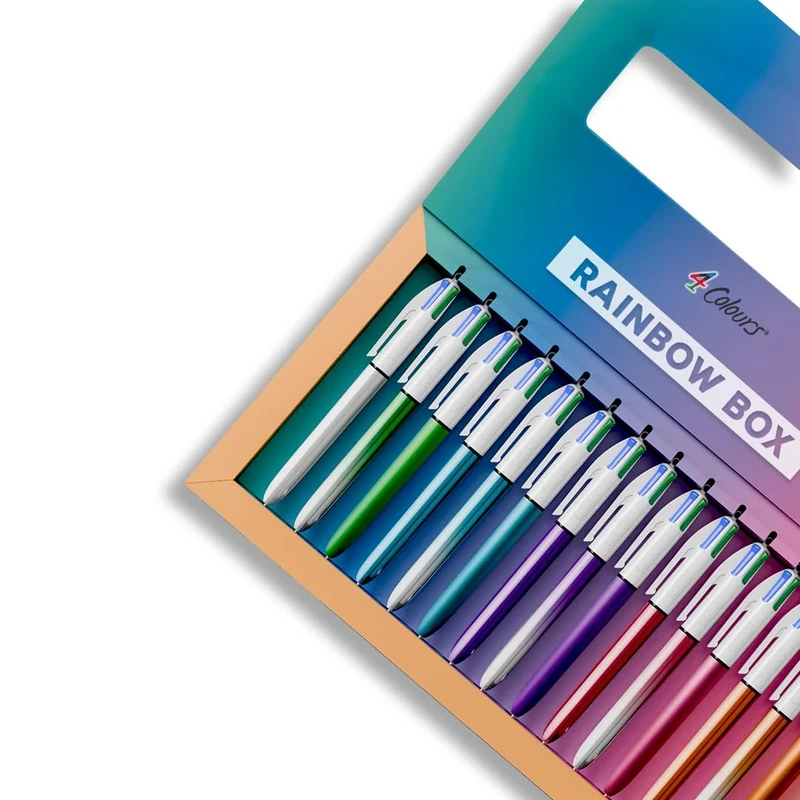 BIC 4 Couleurs Rainbow Limited Edition Set, Ideal Collector Bicolour, Shine and Iced Version - Box of 15 Pens, Start your collection of 4 Colours now!