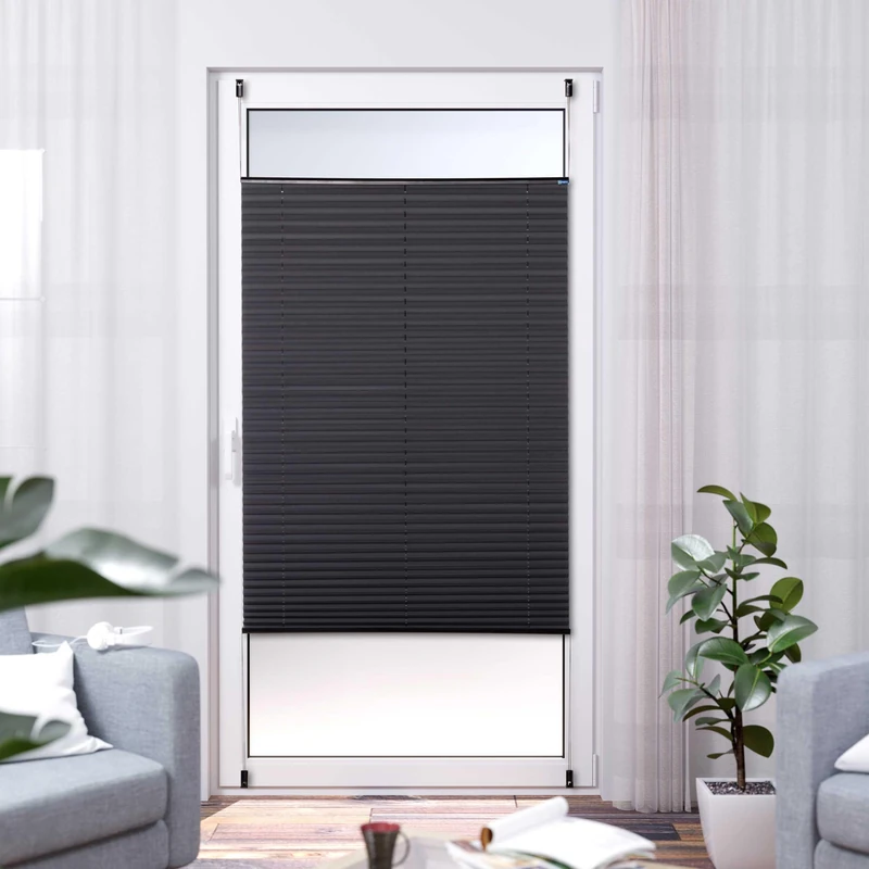 K-home Thermal Elsa Pleated Blind 90 x 210 cm Black/Silver Back