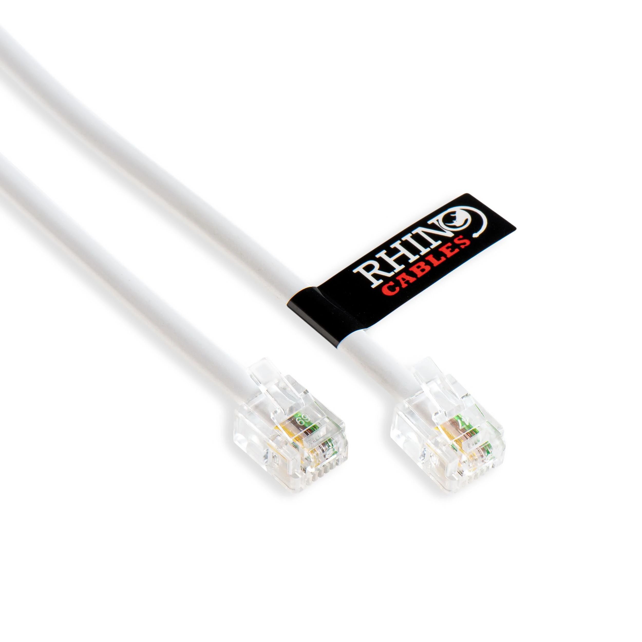 rhinocables ADSL RJ11 High-Speed Telephone & Internet Cable | Universal Compatibility for BT, Modem, Router, Landline & Broadband | Durable Copper Core for Optimal Signal (5m,White,Pack of 3)