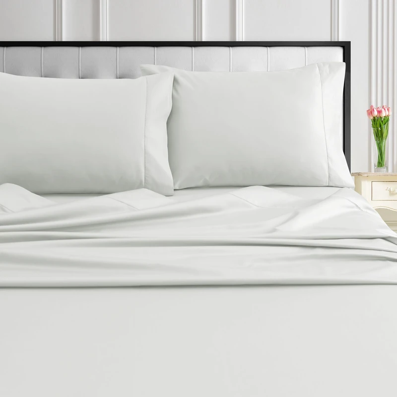 Tribeca Living 1000 Thread Count Egyptian Cotton Sheets King Size, Luxurious and Ultra Soft Sateen Weave, 22" Extra Deep Pocket 4-Piece Bed Sheet Set, Ivory